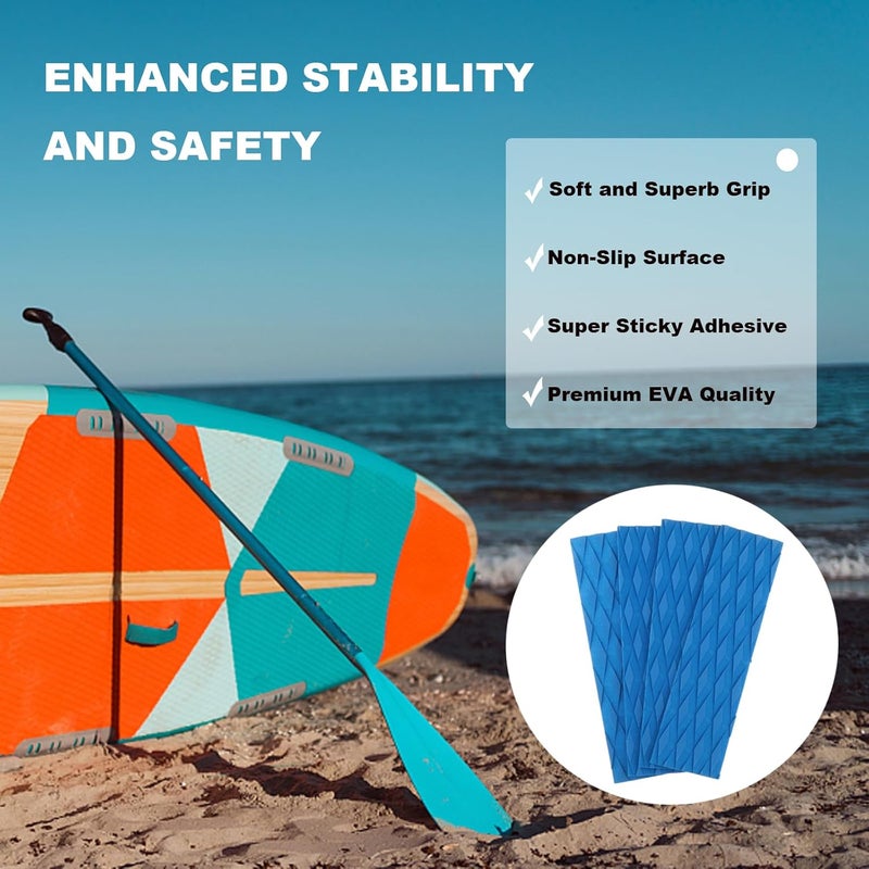 Fiozinx 4Piece Surfboard Traction Pads Surfing Front Deck Surf Traction Anti Slip Pad EVA for Surfboard Longboard Shortboard Funboard Fish Skimboard and Kayak - Image 4